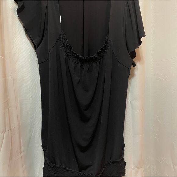 Black Elastic Neck Black Shirt Women's Large - Picture 1 of 1
